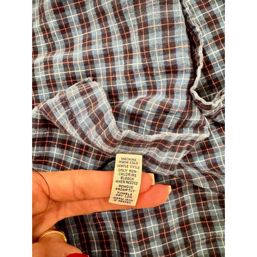 Ralph Lauren Classic Fit Blue Plaid Cotton Button Down Shirt Men's Large Preppy - Picture 10 of 16